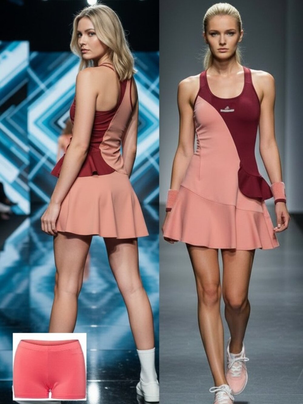 Nwt Adidas Stella McCartney Tennis Dress w/ Bra + Shorts S Small pink red